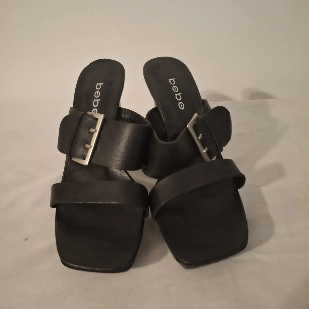 Bebe Black Women's Heeled Sandals With Buckles